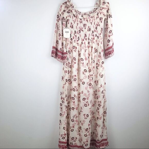 NEW Altar’d State Cream/ Red Floral Off Shoulder Dress - Picture 8 of 16